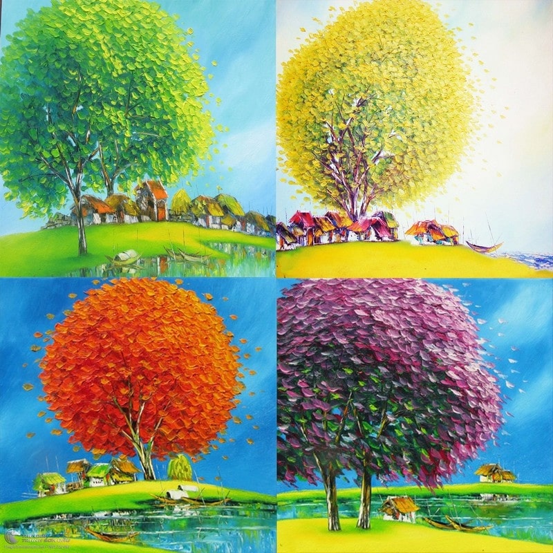 tranh 4 mua 5 - Giới thiệu chi tiết và ý nghĩa của tranh 4 mùa sơn dầu