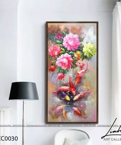 tranh ca chep hoa mau don 4 247x296 - Tranh Cá Chép Hoa Mẫu Đơn - LCC0030