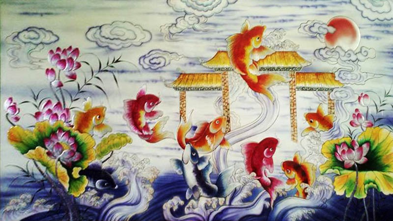 tranh ca chep hoa rong 6 - Nguồn gốc, ý nghĩa về bức tranh cá chép hoá rồng và địa chỉ mua uy tín