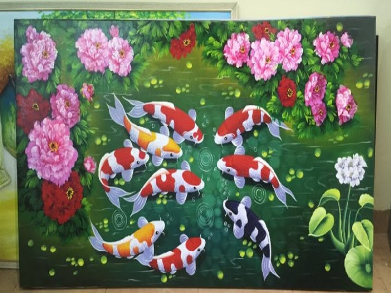 tranh ca chep hoa sen 4 - Ý nghĩa đằng sau những bức tranh cá chép hoa sen
