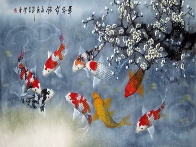 tranh ca koi 5 - Ý nghĩa của những bức tranh cá Koi và địa chỉ mua uy tín