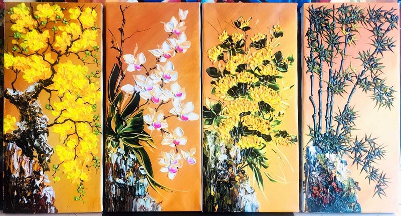 tranh hoa mai 2 - Chiêm ngưỡng những mẫu tranh hoa mai mang đẳng cấp nghệ thuật