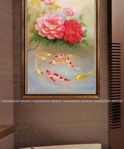 tranh ca chep hoa mau don 2 247x296 - Tranh Cá Chép Hoa Mẫu Đơn  - LCC0260
