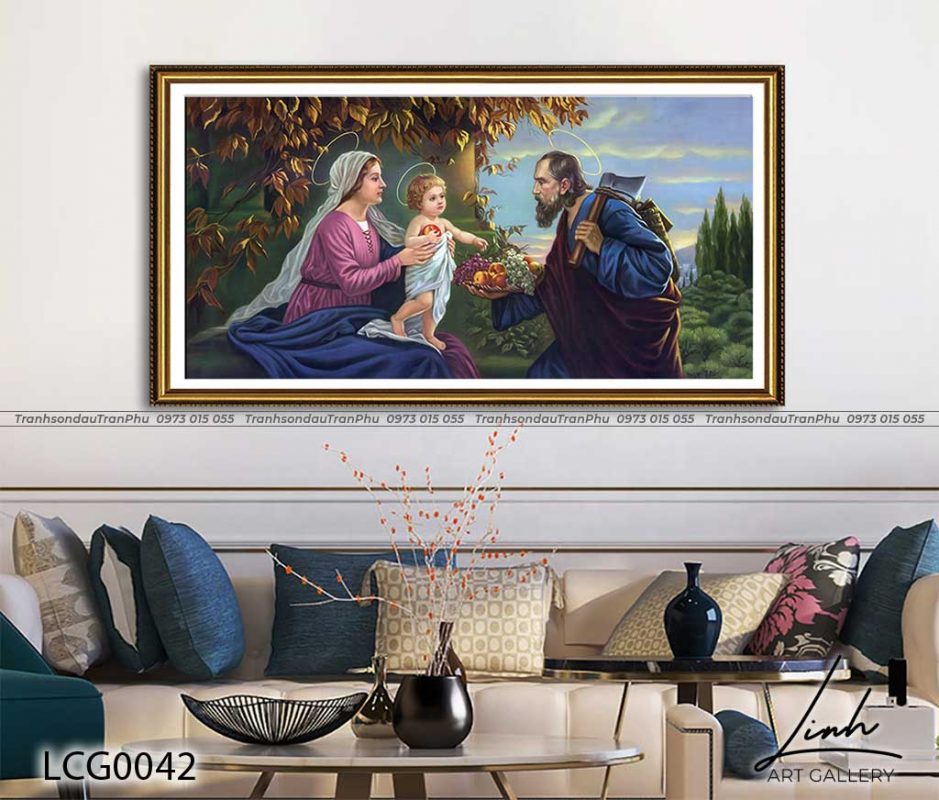 tranh gia dinh thanh gia 939x800 - Tranh Đức Mẹ Và Chúa Giêsu - LCG0037