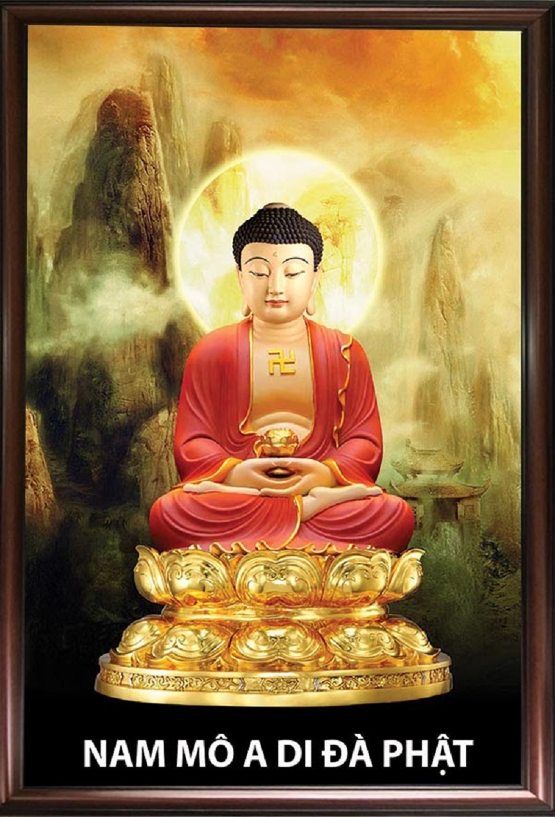 tranh phat a di da 4 - 5 ý nghĩa sâu sắc của tranh Phật A Di Đà treo tường phòng khách