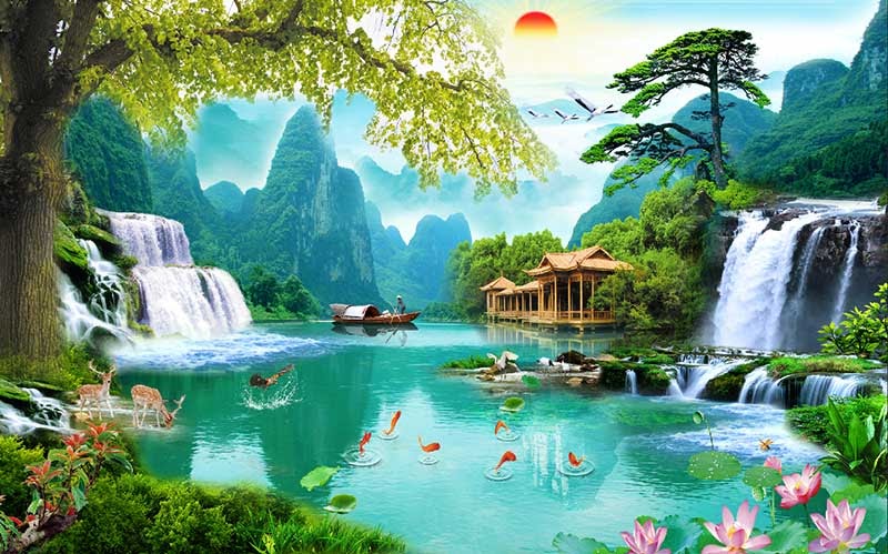 tranh phong canh 3d 6 - Tranh phong cảnh 3D thiên nhiên dành cho phòng khách tuyệt đẹp