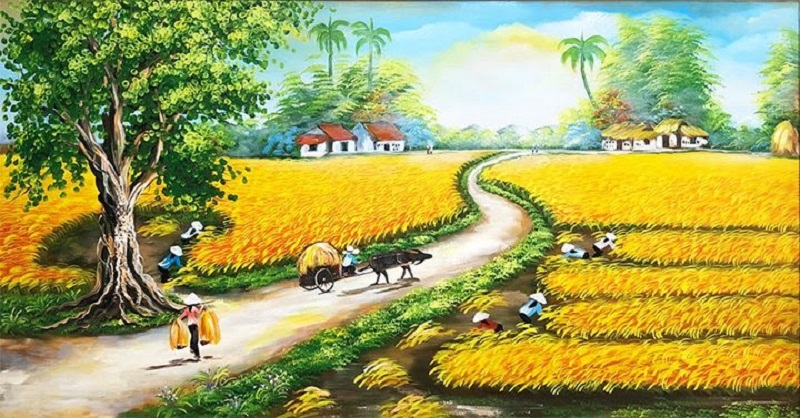tranh phong canh lang que 4 - Những bức tranh phong cảnh làng quê Việt Nam đẹp xuất sắc nhất