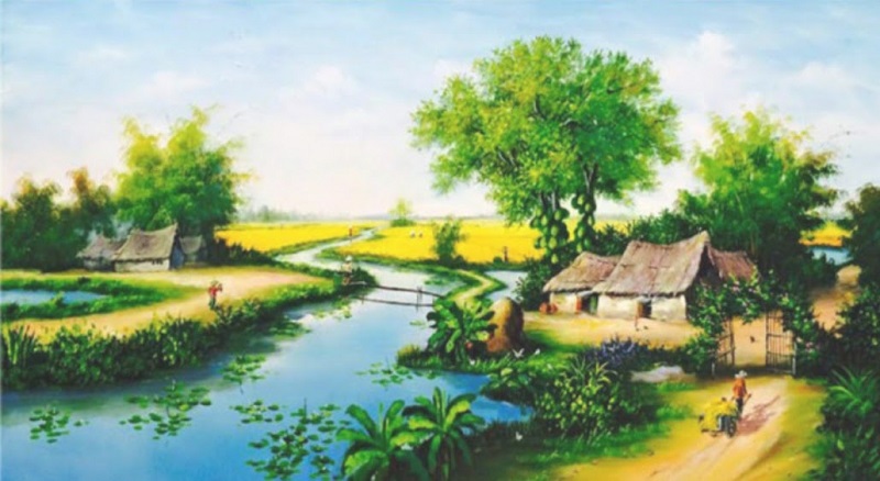 tranh phong canh lang que 6 - Những bức tranh phong cảnh làng quê Việt Nam đẹp xuất sắc nhất