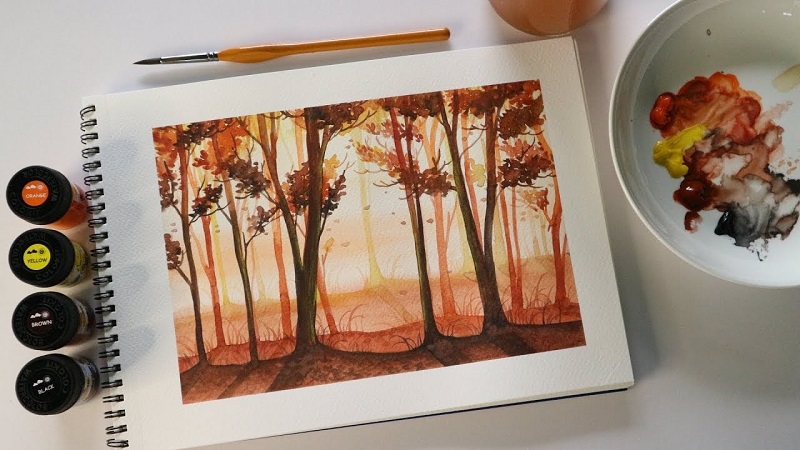 Vẽ tranh phong cảnh BẰNG MÀU NƯỚC đơn giản mà ĐẸP  how to draw scenery  with water color  Tilado