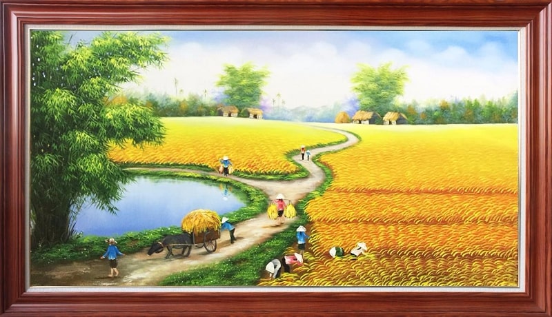 tranh son dau dong que 3 - Tranh sơn dầu đồng quê – Tái hiện phong cảnh quê hương Việt Nam xưa