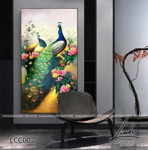 tranh chim cong hoa mau don 1 510x516 - Tranh Chim Công Hoa Mẫu Đơn - LCC002