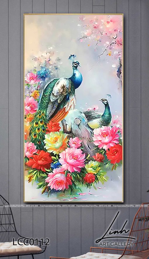 tranh chim cong hoa mau don 17 510x886 - Tranh Chim Công Hoa Mẫu Đơn - LCC0112
