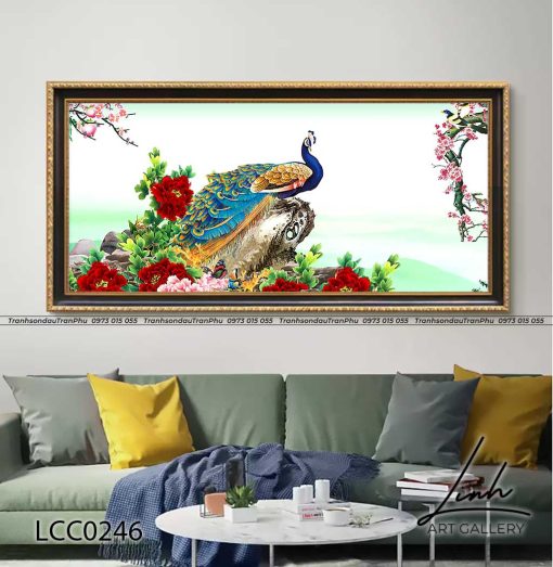 tranh chim cong hoa mau don 48 510x523 - Tranh Chim Công Hoa Mẫu Đơn - LCC0246