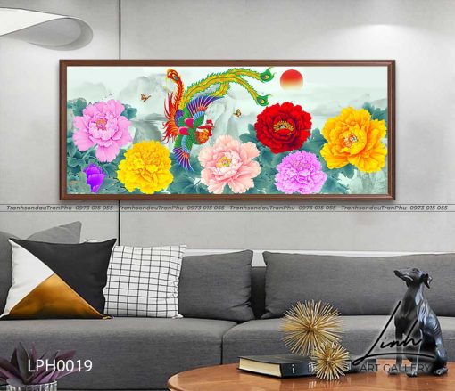 tranh phuong hoang hoa mau don 11 510x439 - Tranh Phượng Hoàng Hoa Mẫu Đơn - LPH0019
