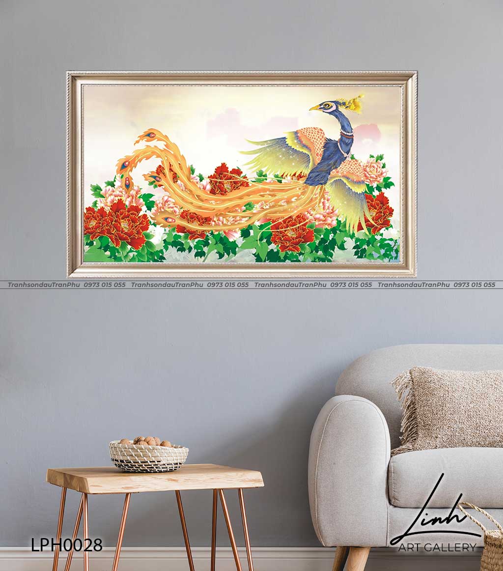 Tranh Phượng Hoàng Hoa Mẫu Đơn - Lph0028 - Linh Art