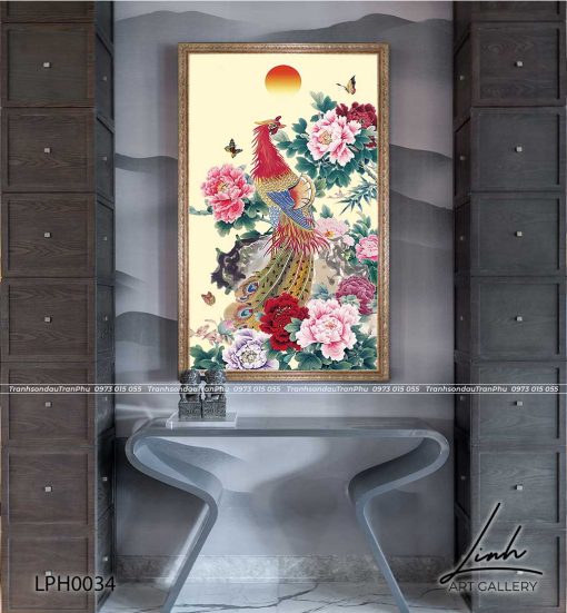 tranh phuong hoang hoa mau don 16 510x551 - Tranh Phượng Hoàng Hoa Mẫu Đơn - LPH0034