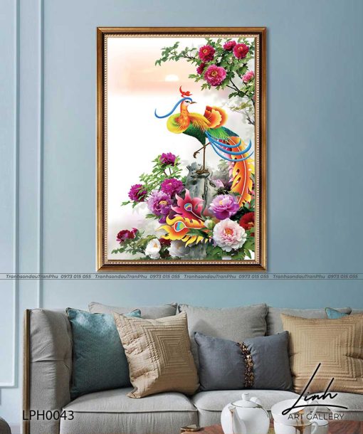 tranh phuong hoang hoa mau don 21 510x610 - Tranh Phượng Hoàng Hoa Mẫu Đơn - LPH0043