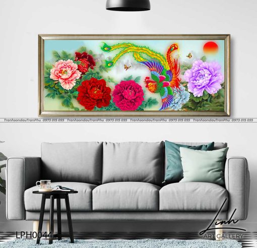 tranh phuong hoang hoa mau don 22 510x492 - Tranh Phượng Hoàng Hoa Mẫu Đơn - LPH0044