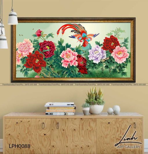 tranh phuong hoang hoa mau don 41 510x533 - Tranh Phượng Hoàng Hoa Mẫu Đơn - LPH0088