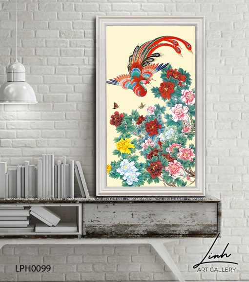 tranh phuong hoang hoa mau don 45 510x579 - Tranh Phượng Hoàng Hoa Mẫu Đơn - LPH0099