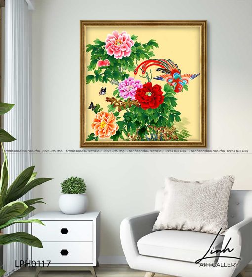 tranh phuong hoang hoa mau don 50 510x560 - Tranh Phượng Hoàng Hoa Mẫu Đơn - LPH0117