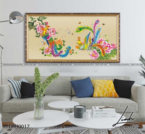 tranh phuong hoang hoa mau don 9 510x471 - Tranh Phượng Hoàng Hoa Mẫu Đơn - LPH0017